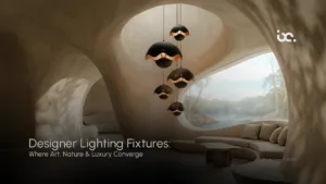 designer lighting fixtures inspired by art and nature in luxury interior design setting