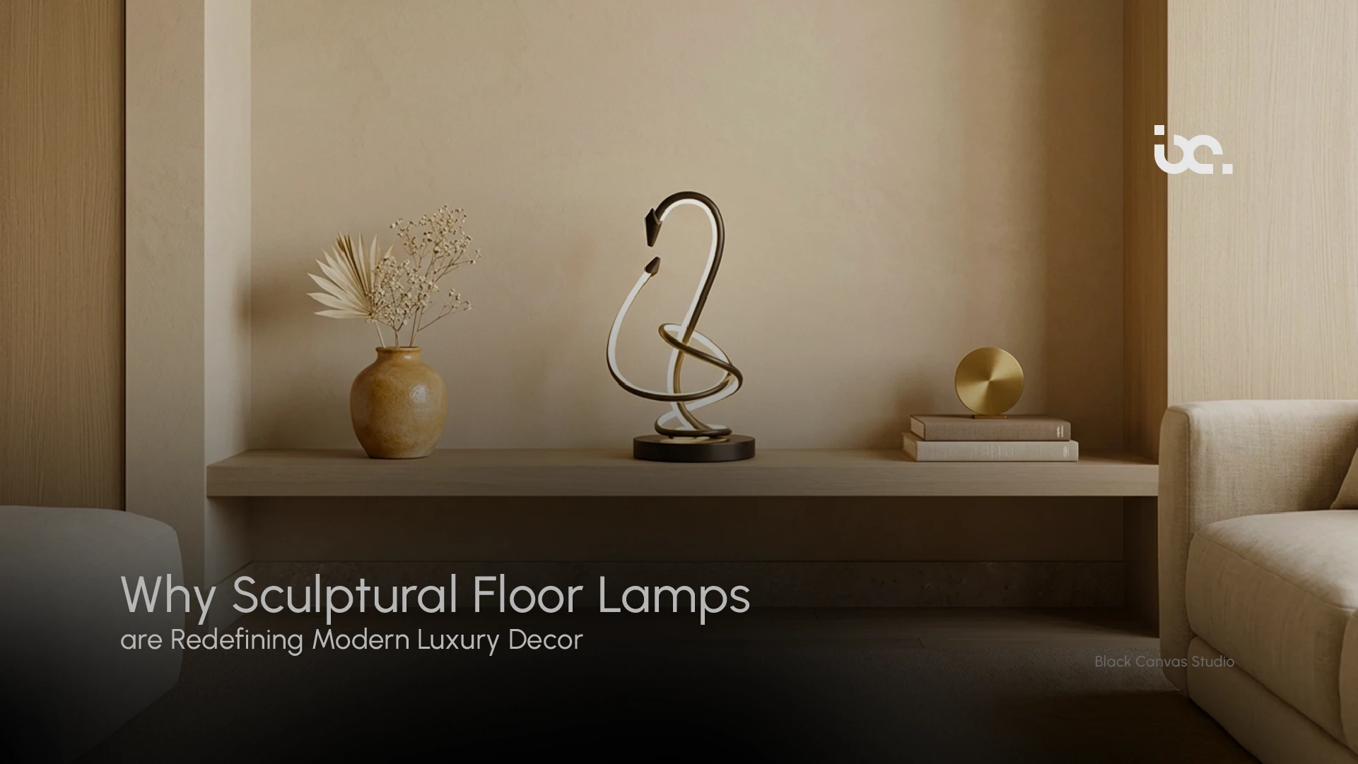 sculptural floor lamps in modern luxury interior adding artistic lighting and elegant ambiance