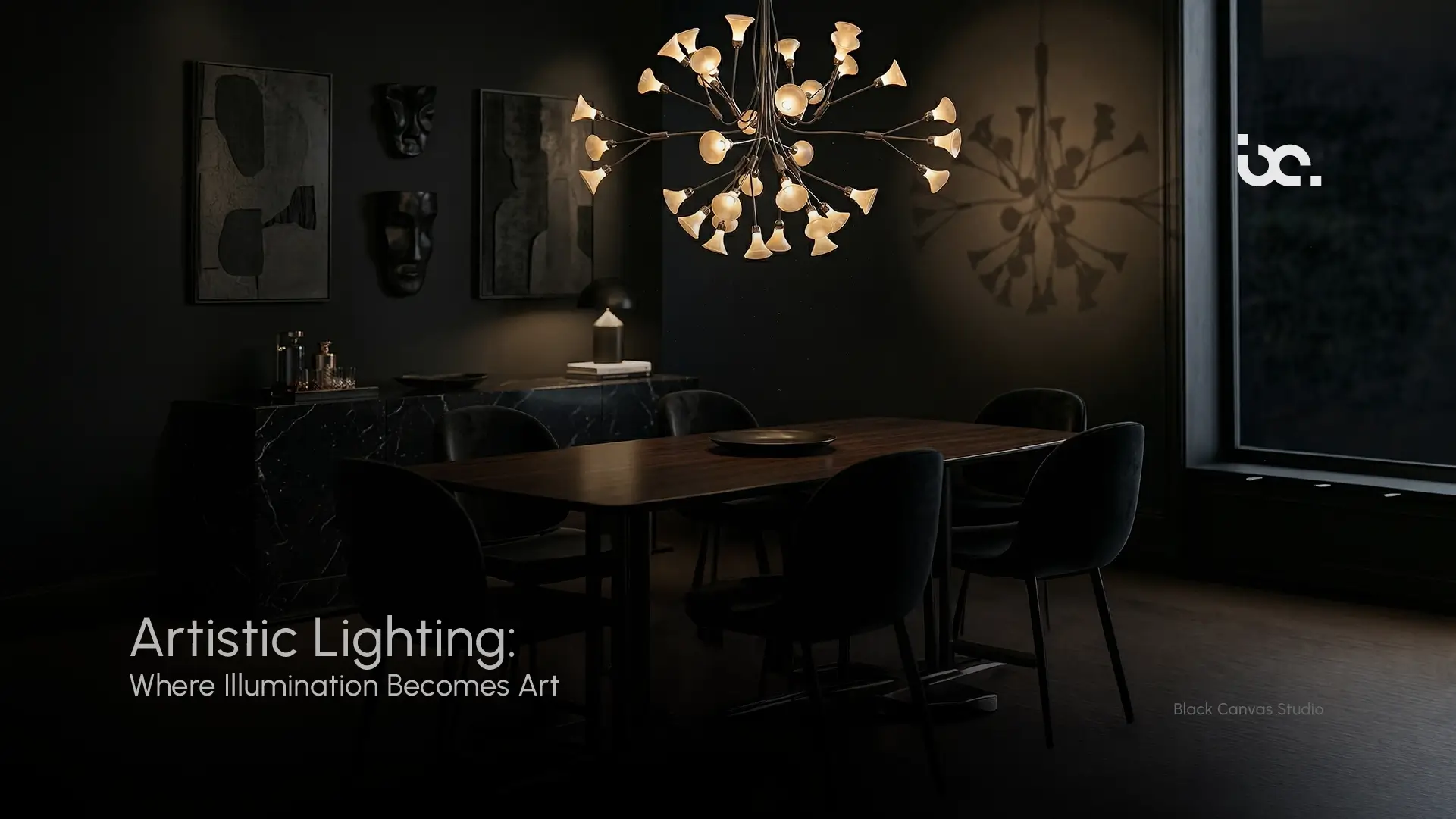 artistic lighting design in modern interior with decorative ambient illumination