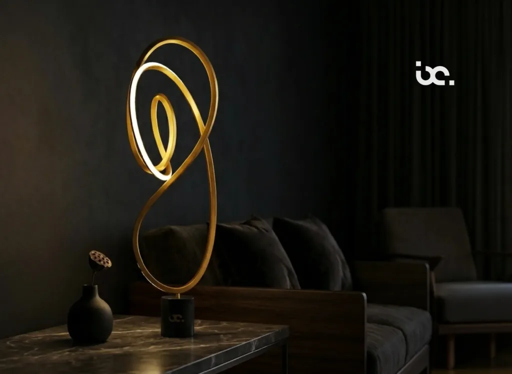 Sculptural lighting design featuring artistic light fixtures that combine functionality with modern interior aesthetics