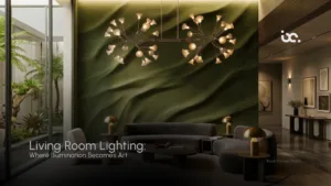 Luxury Living Room Lighting with layered ambient, accent, and pendant lighting