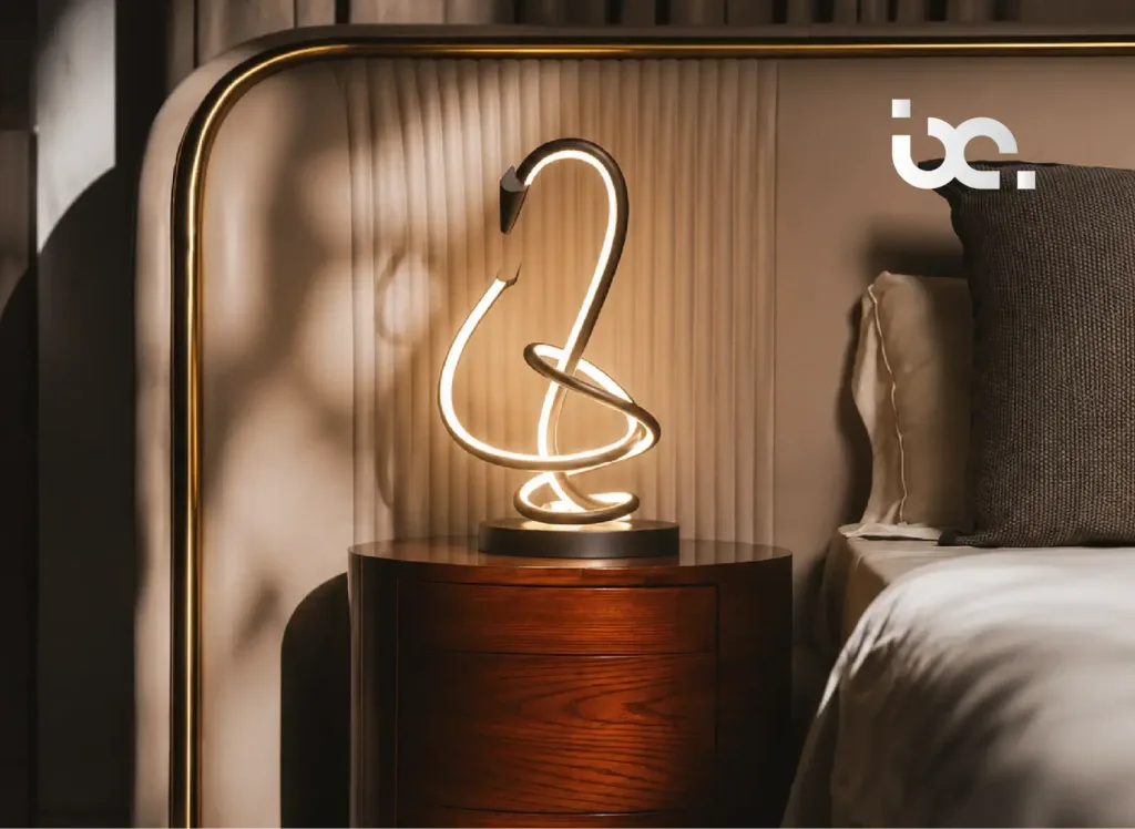 Artistic sculptural lighting fixture illuminating a luxurious modern interior