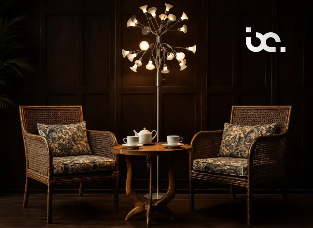 Luxury interior featuring elegant sculptural lighting as a statement centerpiece