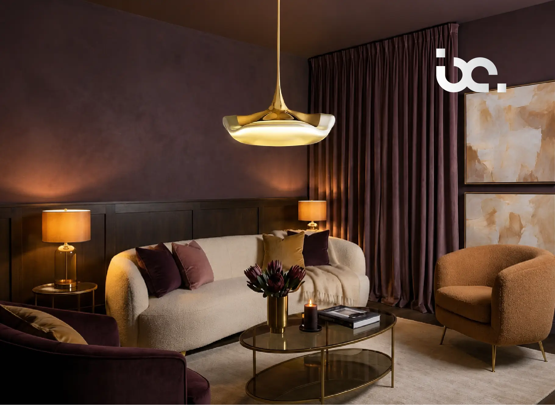 Solstice Sculpture Pendant inspiration — BlackCanvas Studio sculptural pendant light with fluid, wave-like form suspended in a luxury living space