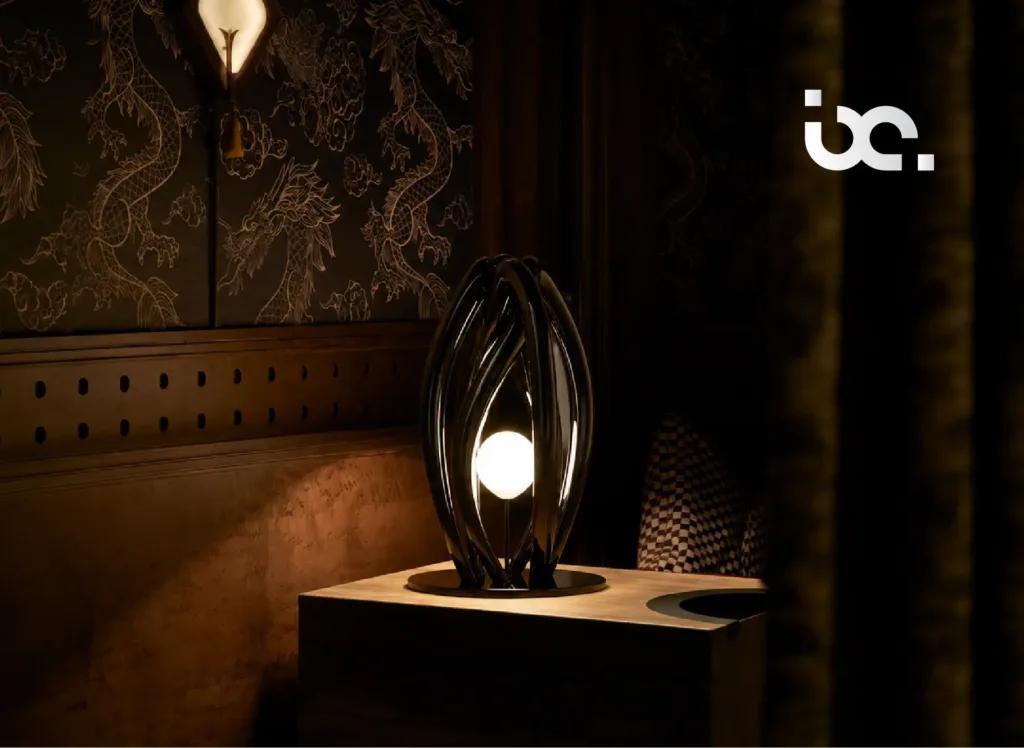 Biomimicry-inspired lighting fixture with organic shapes influenced by nature in a modern interior