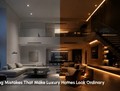 Luxury home lighting mistakes affecting elegance and ambiance in a modern interior