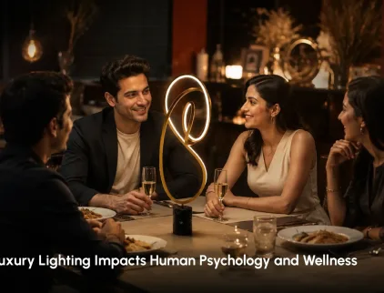 Luxury lighting and wellness design featuring premium fixtures and wellness-focused ambient illumination