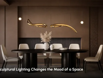 Elegant sculptural statement lighting design transforming a modern living space
