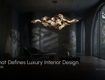 luxury interior design 2026 with modern aesthetics, premium materials, and smart home elements