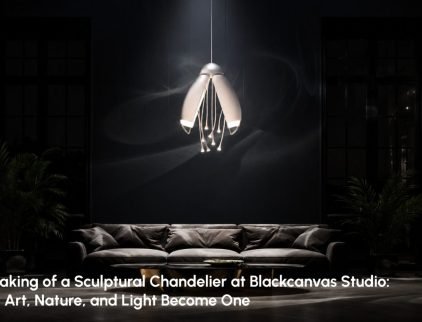 Artisans crafting a sculptural chandelier at Blackcanvas Studio
